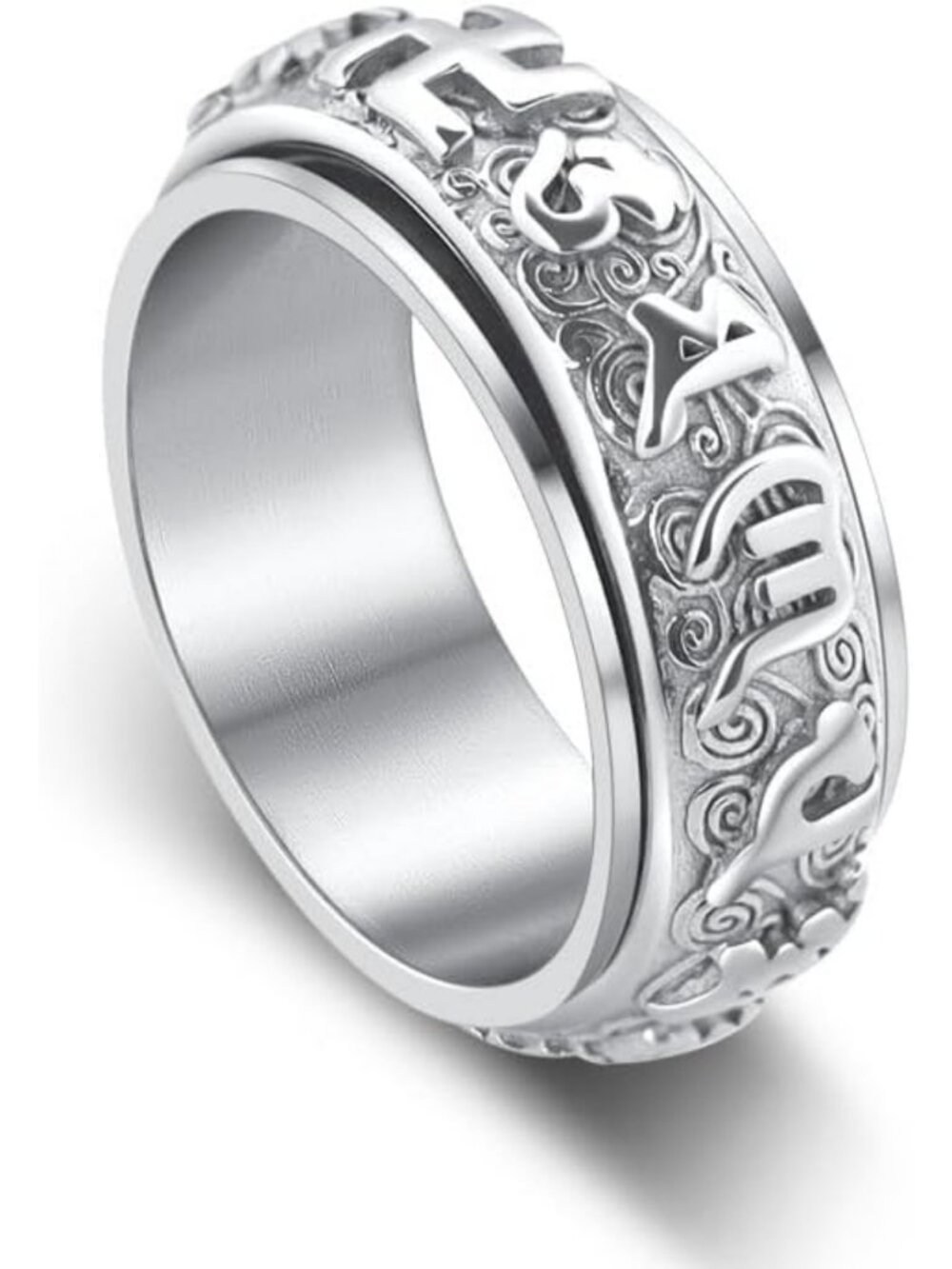 Men's Gold/Silver Two-Tone Tibetan Buddhist Meditation Ring - Unique Spiritual